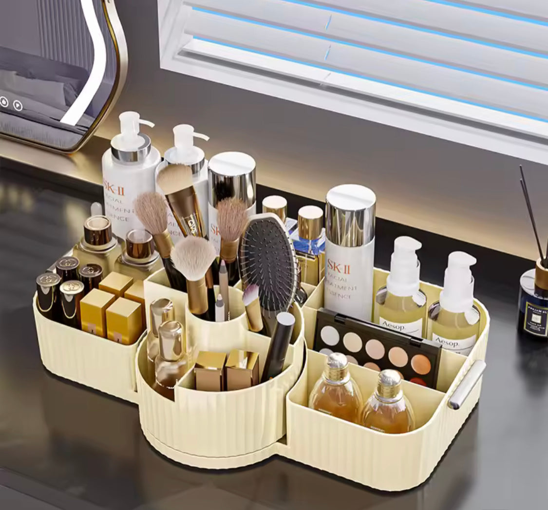 Luxury Makeup Organizer With 360° Rotating Makeup Brush Holder, Cosmetic Storage Box, Lipsticks Make Up Container, Vanity Makeup Organizer Box Luxury Makeup Organizer With 360° Rotating Makeup Brush Holder, Cosmetic Storage Box, Lipsticks Make Up Container, Vanity Makeup Organizer Box